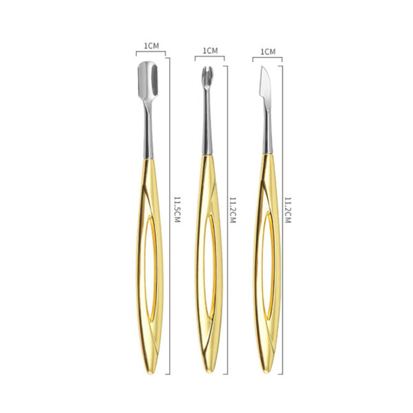 Gold Stainless Steel Cuticle Pusher and Nail File - Image 6
