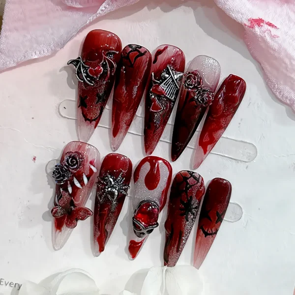Gothic Dark Punk Butterfly Press-On Nails - Image 4