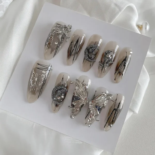 Gothic Dark Punk Butterfly Press-On Nails - Image 3