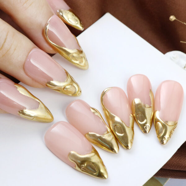 Handmade Heavy Metal 3D Long Almond Press-On Nails - Image 5