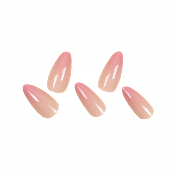 Gradient Pink Almond Glossy Fake Nail Set - Image 5