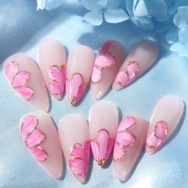 10Pcs Long Almond Press-On Nails Set - Image 5