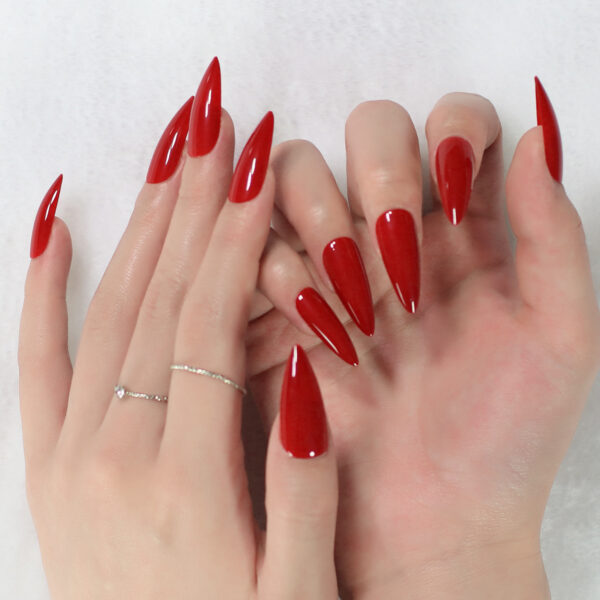 Glamorous Red Stiletto Press On Nails - Medium Length - Image 3