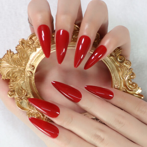 Glamorous Red Stiletto Press On Nails - Medium Length - Image 5
