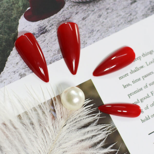 Glamorous Red Stiletto Press On Nails - Medium Length - Image 6