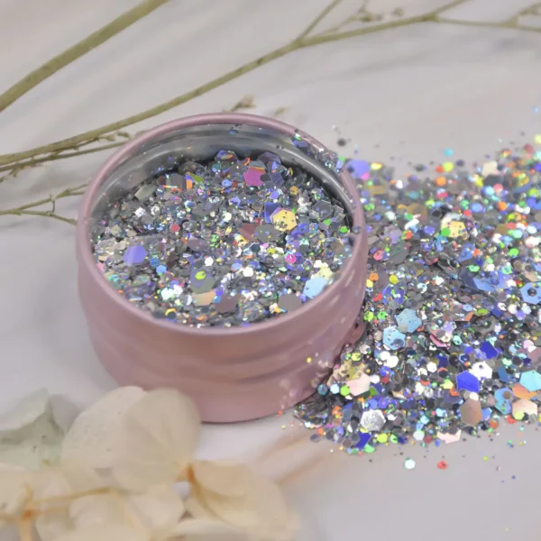 Iridescent Silver Nail Glitter Chrome Powder for Sparkly Manicures - Image 5