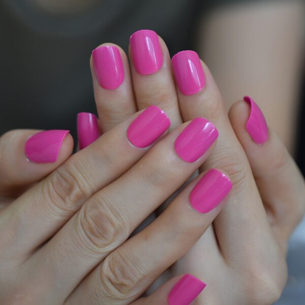 Short Neon Violet Fake Nails - Image 2