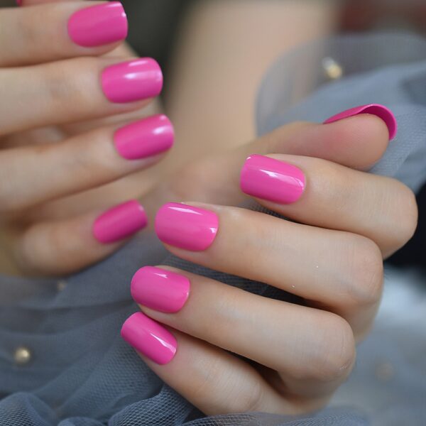 Short Neon Violet Fake Nails - Image 4