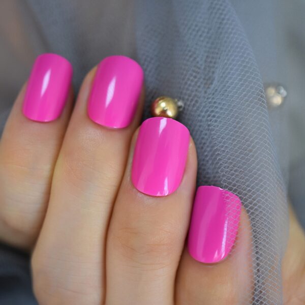 Short Neon Violet Fake Nails - Image 5