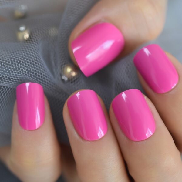 Short Neon Violet Fake Nails - Image 6