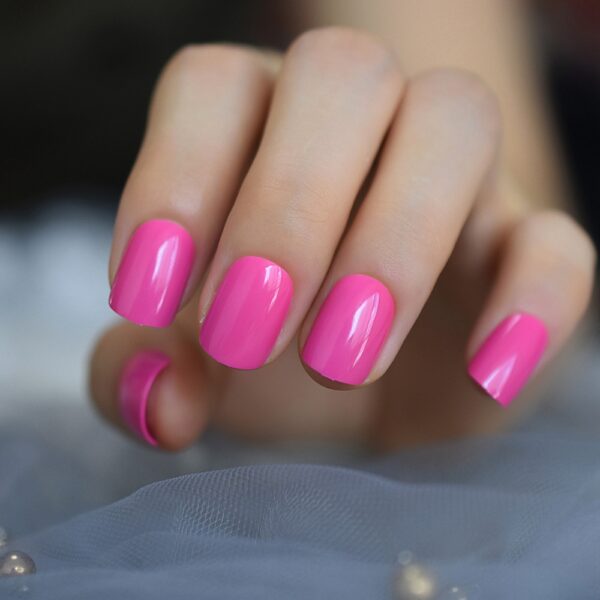 Short Neon Violet Fake Nails - Image 7