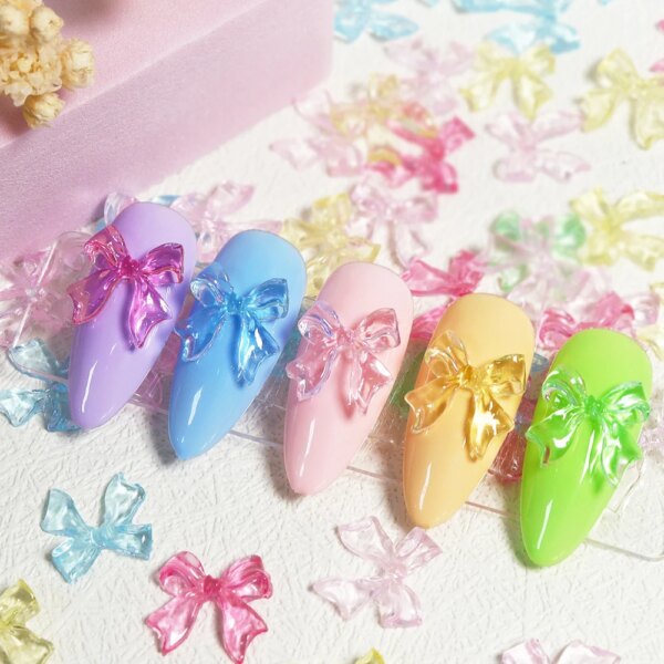 Candy Pink Bow Nail Charms - Image 3