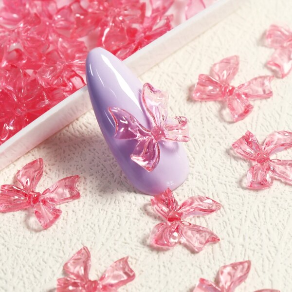 Candy Pink Bow Nail Charms - Image 5