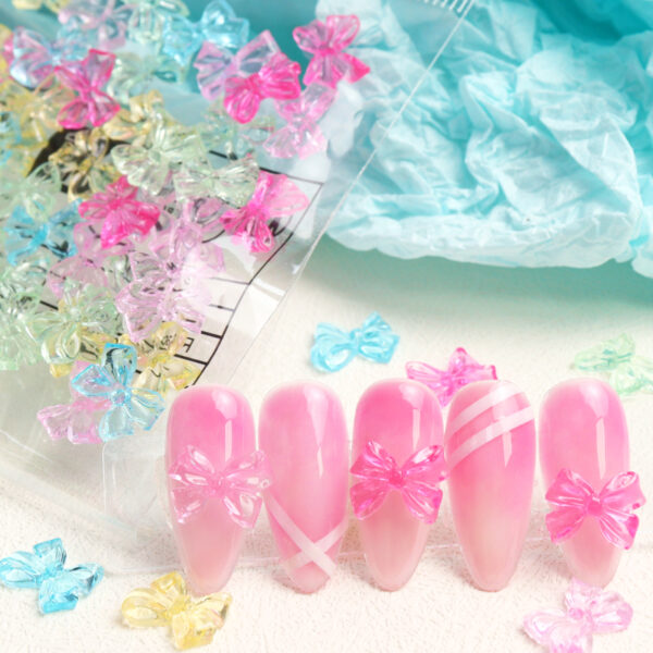 Candy Pink Bow Nail Charms - Image 6