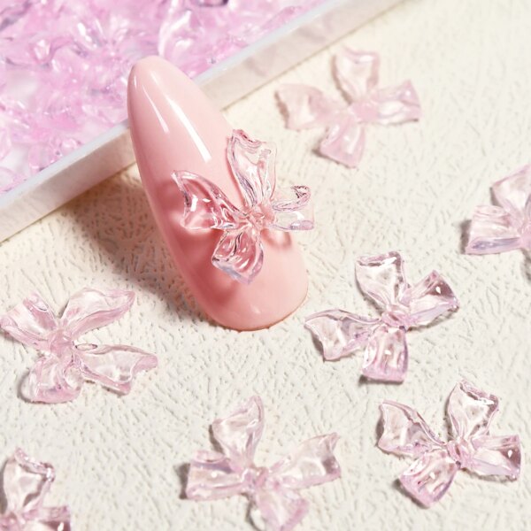 Candy Pink Bow Nail Charms - Image 2