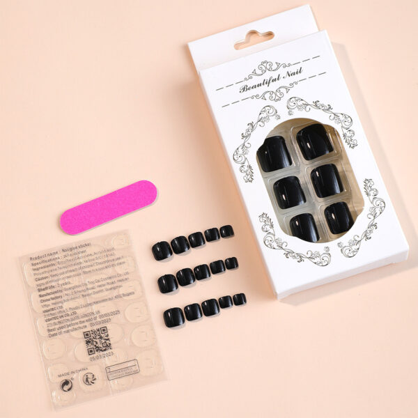 24pcs Black Glossy False Toenails - Image 3