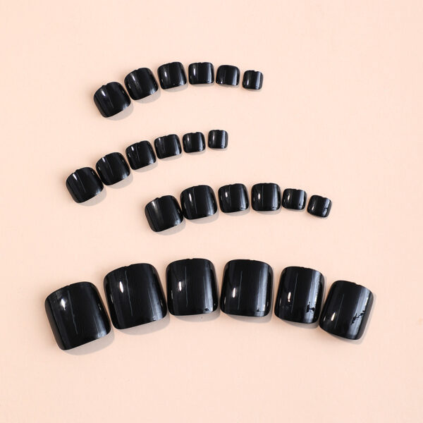 24pcs Black Glossy False Toenails - Image 4