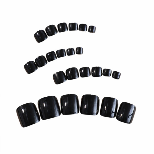 24pcs Black Glossy False Toenails - Image 5