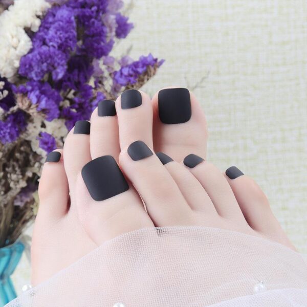 24Pcs White Matte Full Cover Press-On Toenails with Glue - Image 6