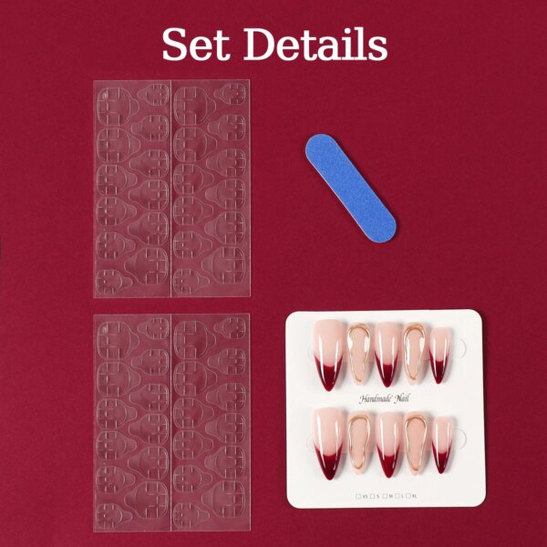 Handmade Press-On Long Almond False Nails - Image 6