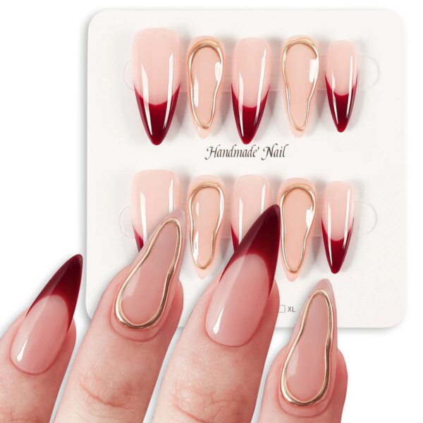 Handmade Press-On Long Almond False Nails - Image 7