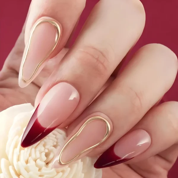 Handmade Press-On Long Almond False Nails - Image 2