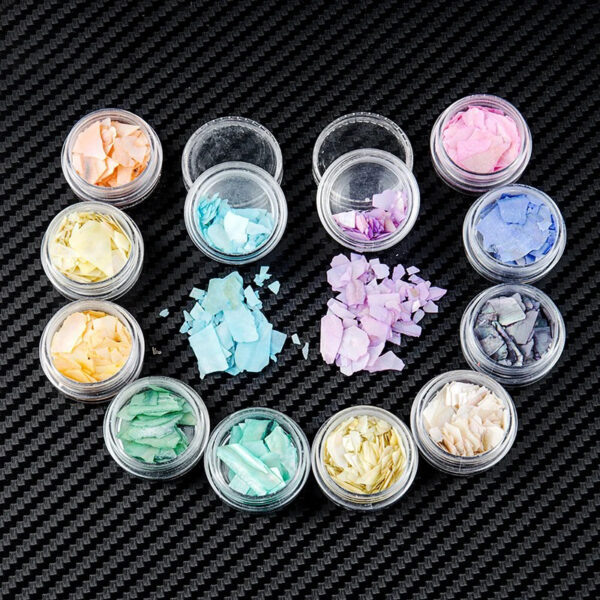 Glitter Abalone Shell Nail Art Decorations - 12 Boxes - Image 3