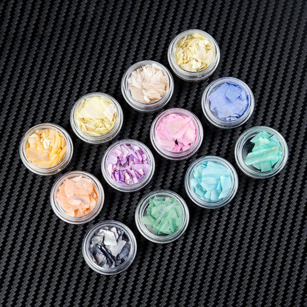 Glitter Abalone Shell Nail Art Decorations - 12 Boxes - Image 4
