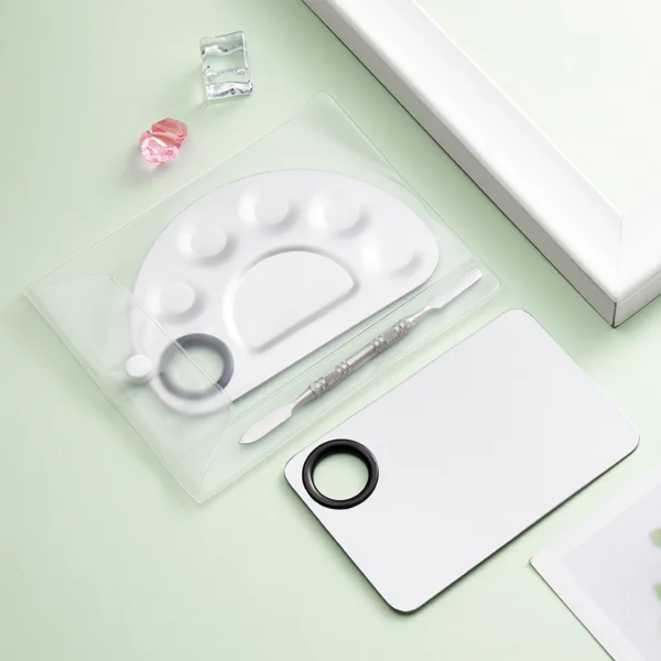 Stainless Steel Nail Art and Makeup Mixing Palette with Spatula - Image 4