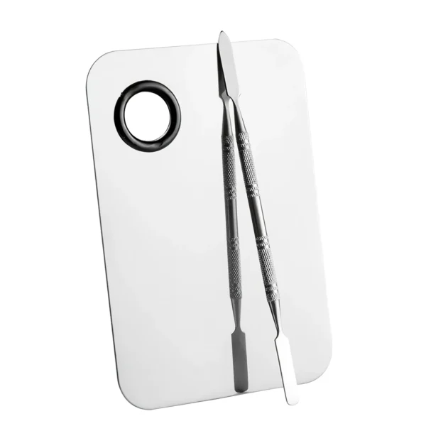 Stainless Steel Nail Art and Makeup Mixing Palette with Spatula - Image 7