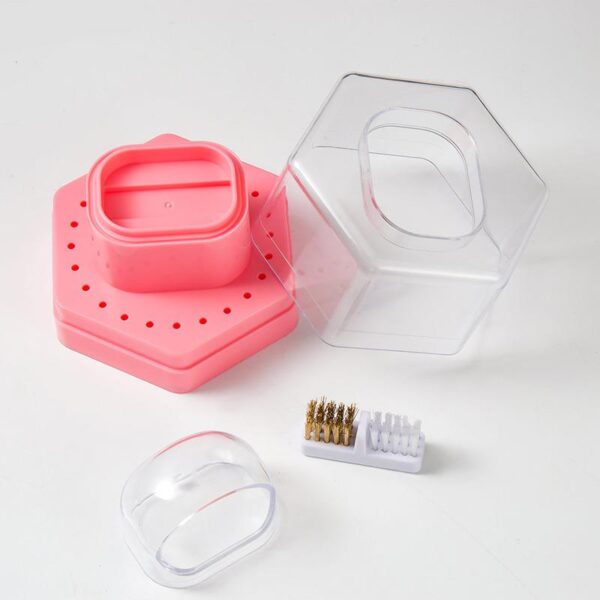 24-Hole Nail Drill Bits Storage Box with Cleaning Brush - Image 4
