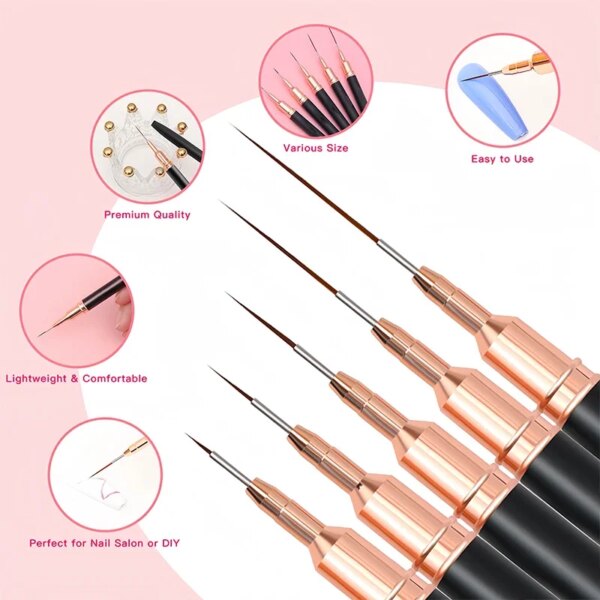 Professional Stripe Nail Art Brushes - Image 3