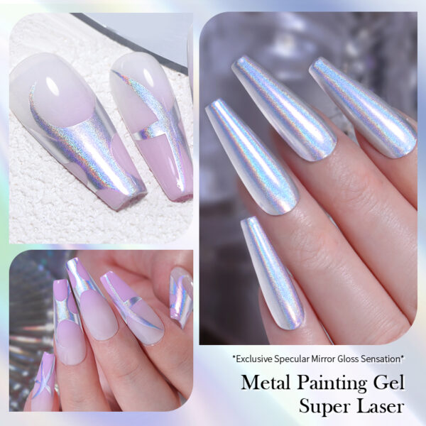 Super Holographic Metallic Painting Nail Gel - Image 4