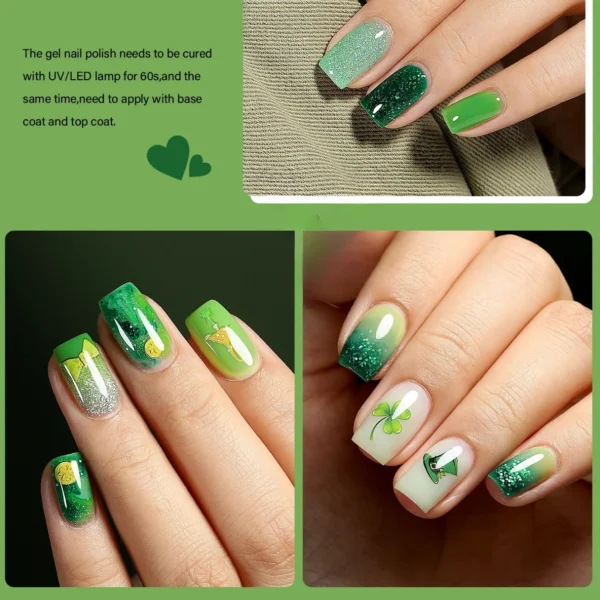6/pcs 10ml Eucalyptus Pastel Green Nail Polish Set - Image 5