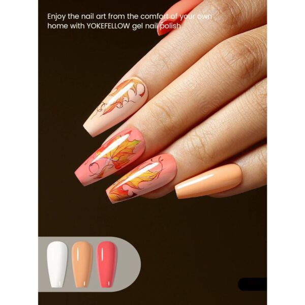 6PCS Fall Orange Yellow Glitter Gel Nail Polish Kit - Image 5