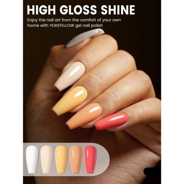 6PCS Fall Orange Yellow Glitter Gel Nail Polish Kit - Image 3