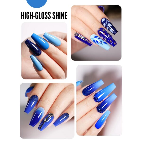 Royal Blue Sparkle Gel Nail Polish - Image 3