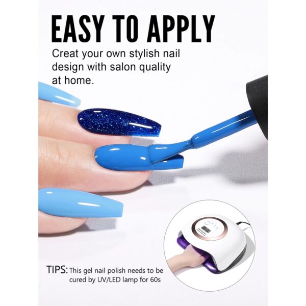 Royal Blue Sparkle Gel Nail Polish - Image 2