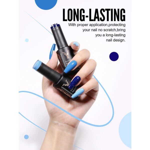 Royal Blue Sparkle Gel Nail Polish - Image 5