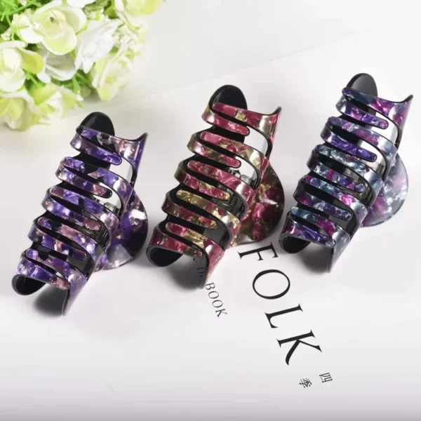 Large Floral Acrylic Hair Clips - Image 4