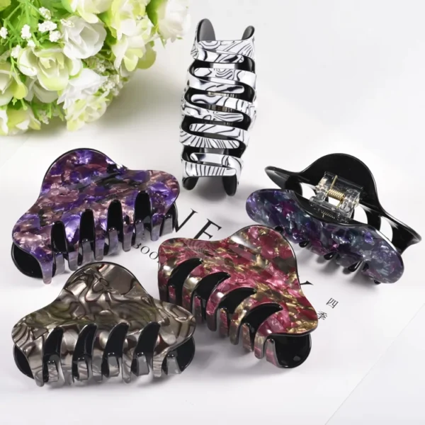 Large Floral Acrylic Hair Clips - Image 3