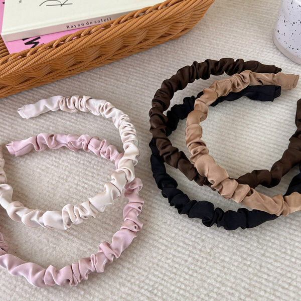 Solid Color Silky Satin Pleats Headbands - Image 6
