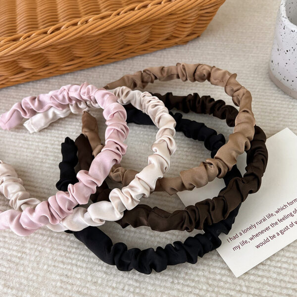 Solid Color Silky Satin Pleats Headbands - Image 4
