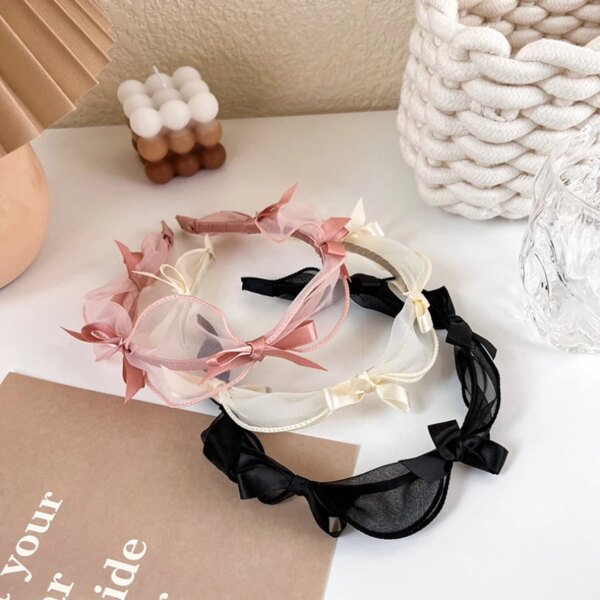 Fashion Bow Knot Lace Mesh Headband - Image 4