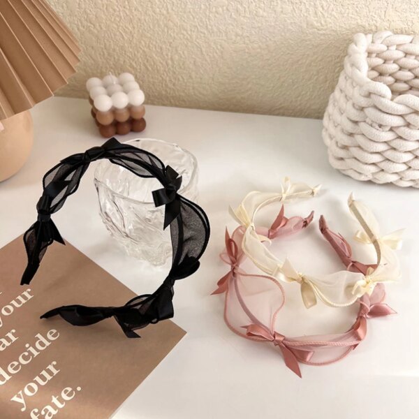 Fashion Bow Knot Lace Mesh Headband - Image 3