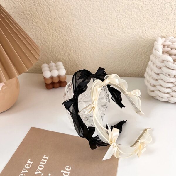Fashion Bow Knot Lace Mesh Headband - Image 5