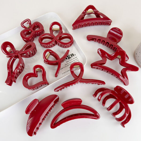 Elegant Red Geometry Hair Claw for Women - Image 5