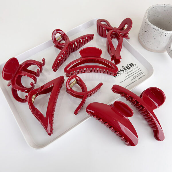 Elegant Red Geometry Hair Claw for Women - Image 7