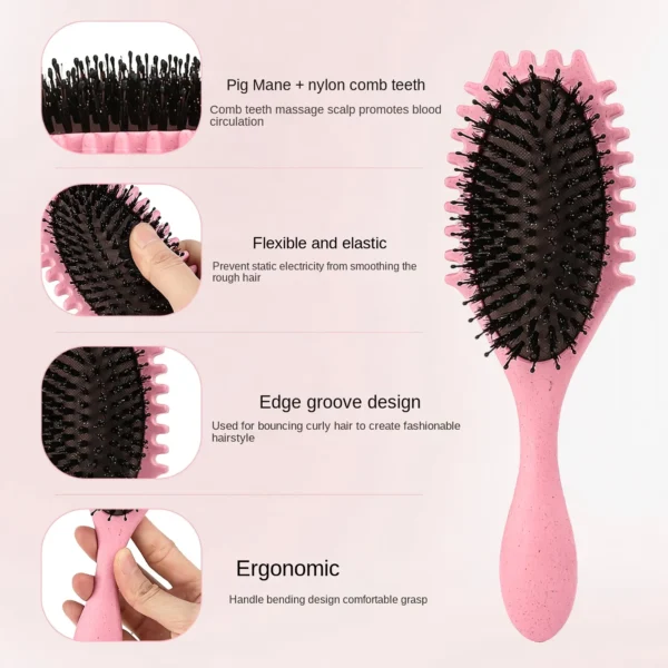 Boar Bristle Curl Defining Detangling Hair Brush - Image 3