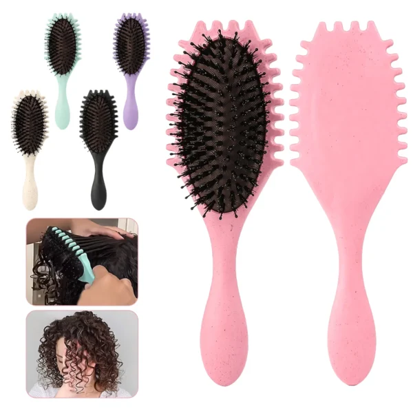 Boar Bristle Curl Defining Detangling Hair Brush - Image 4